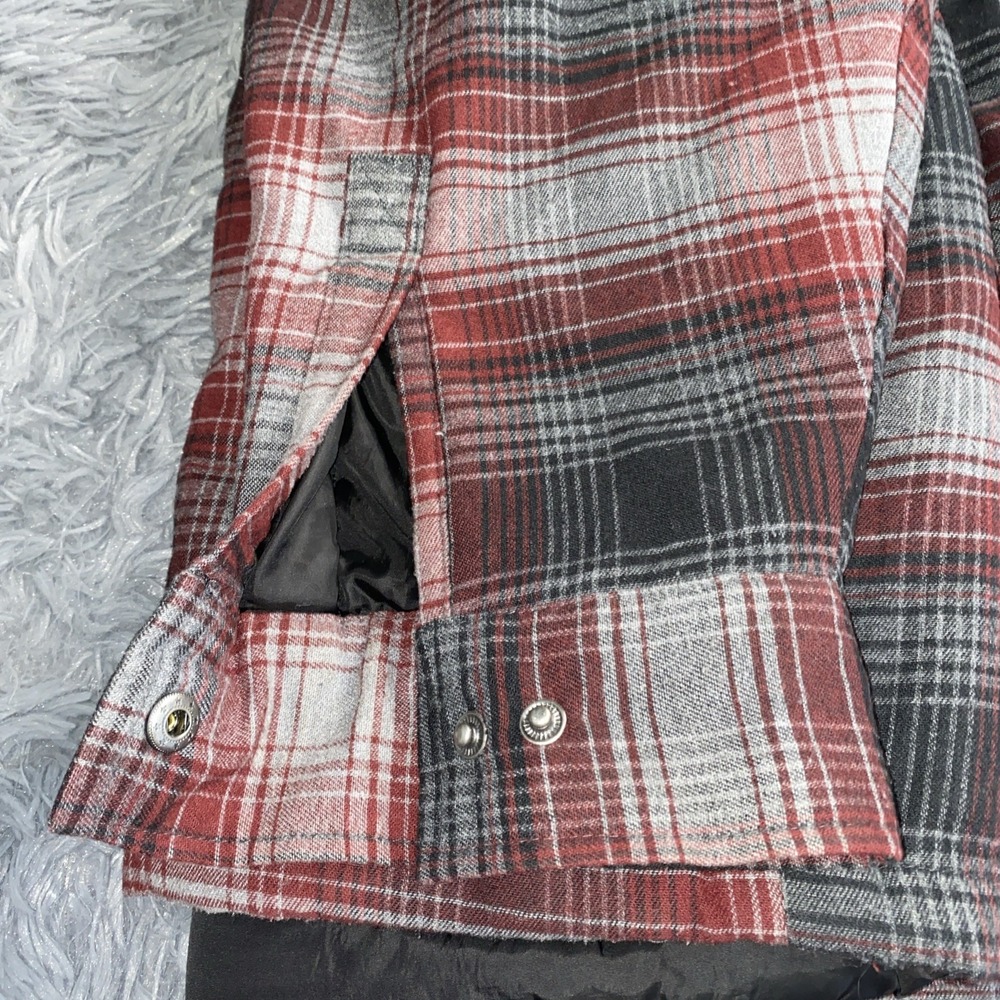 Free Country Men's Sz 4XLT Quilted Plaid Flannel Jacket Red Gray Black - Picture 10 of 10